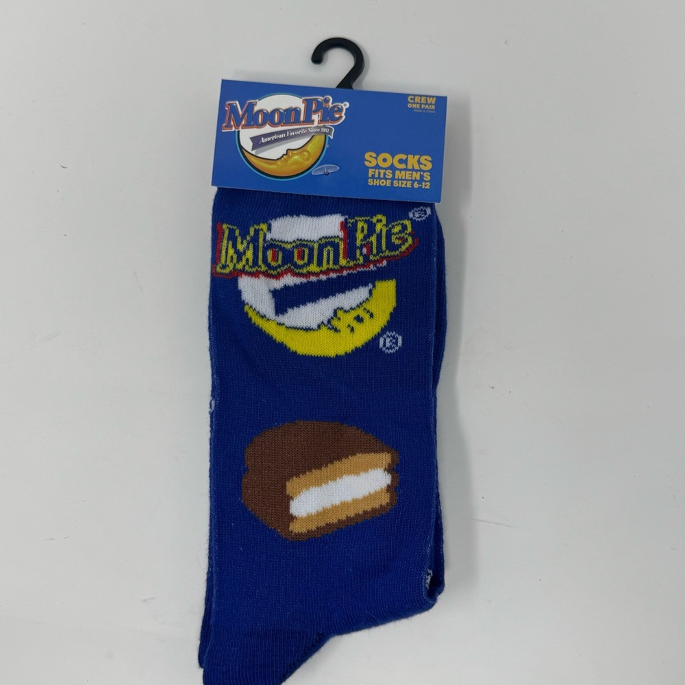 Men’s Novelty Moon Pie Blue Crew Socks
